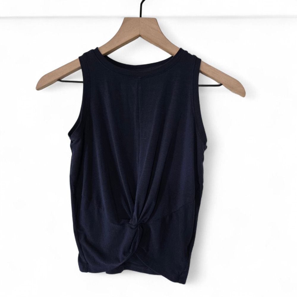 Athleta Girl Twist Around Tank Navy Blue Active Top Size Medium 8/10